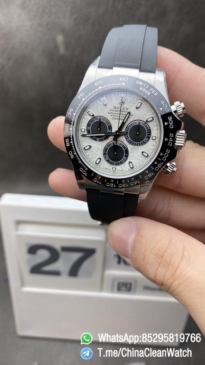 China Clean Factroy Daytona 116519 Meteorite Dial on Oysterflex Rubber Strap 11 Super Clone 4130 Movement