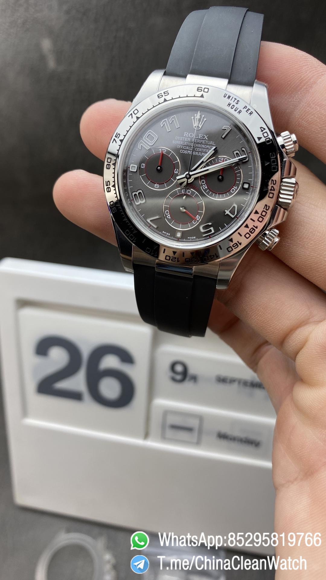 Clean Factory Watch Daytona 116509 Super Clone Edition 904L SS Case Gray Dial on Rubber Strap SA4130 V2 Clean Factory Watch Daytona 116509 Super Clone Edition 904L SS Case Gray Dial on Rubber Strap SA4130 V2