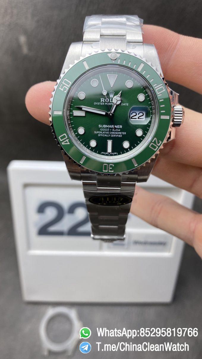 Clean Watch Rolex Submariner Date Hulk 116610LV Green Dial Green Ceramic Bezel 904L Steel Case Oyster Bracelet SA3135 Movement