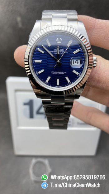 CF DateJust 126334 41mm Clean Factory Rolex Watch Best Edition 904L Steel Blue Texuted Dial on Jubilee Bracelet VR3235