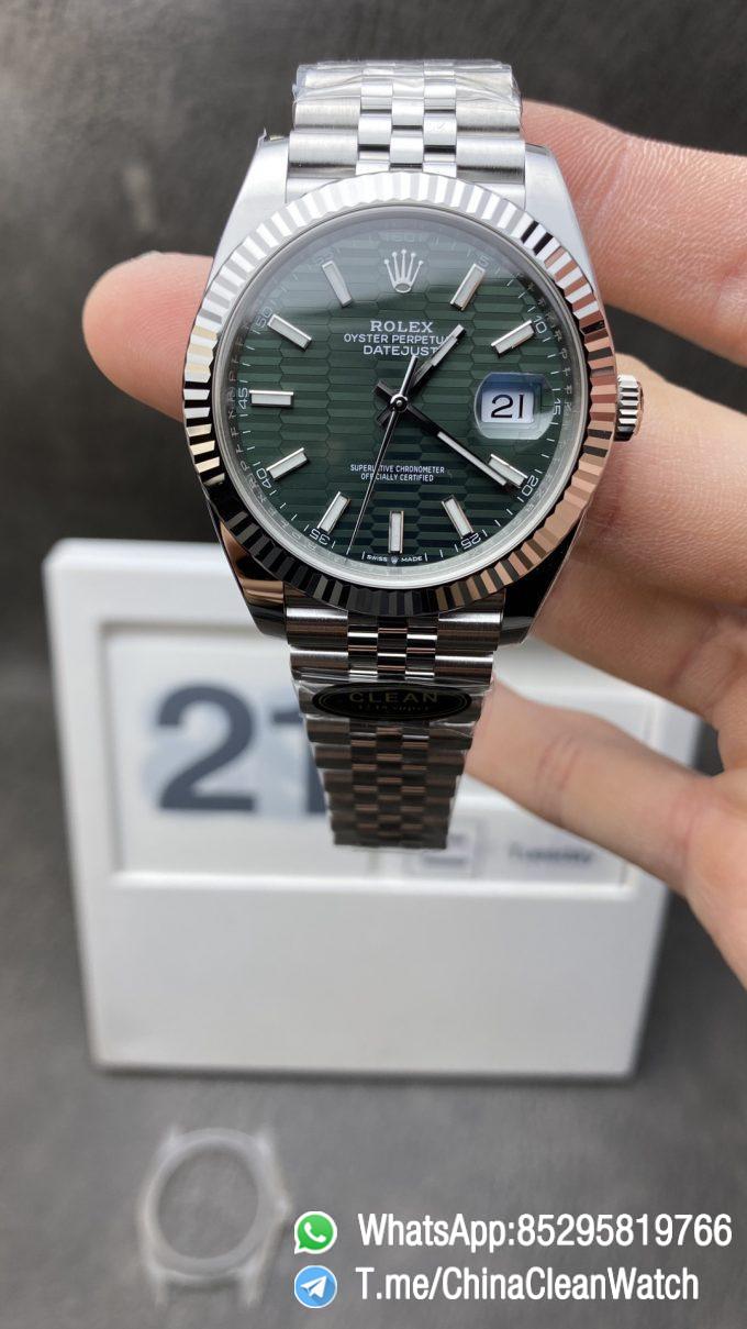 Clean Factory DateJust 126334 41mm CF Rolex Watch Best Edition 904L Steel Green Texuted Dial on Jubilee Bracelet VR3235
