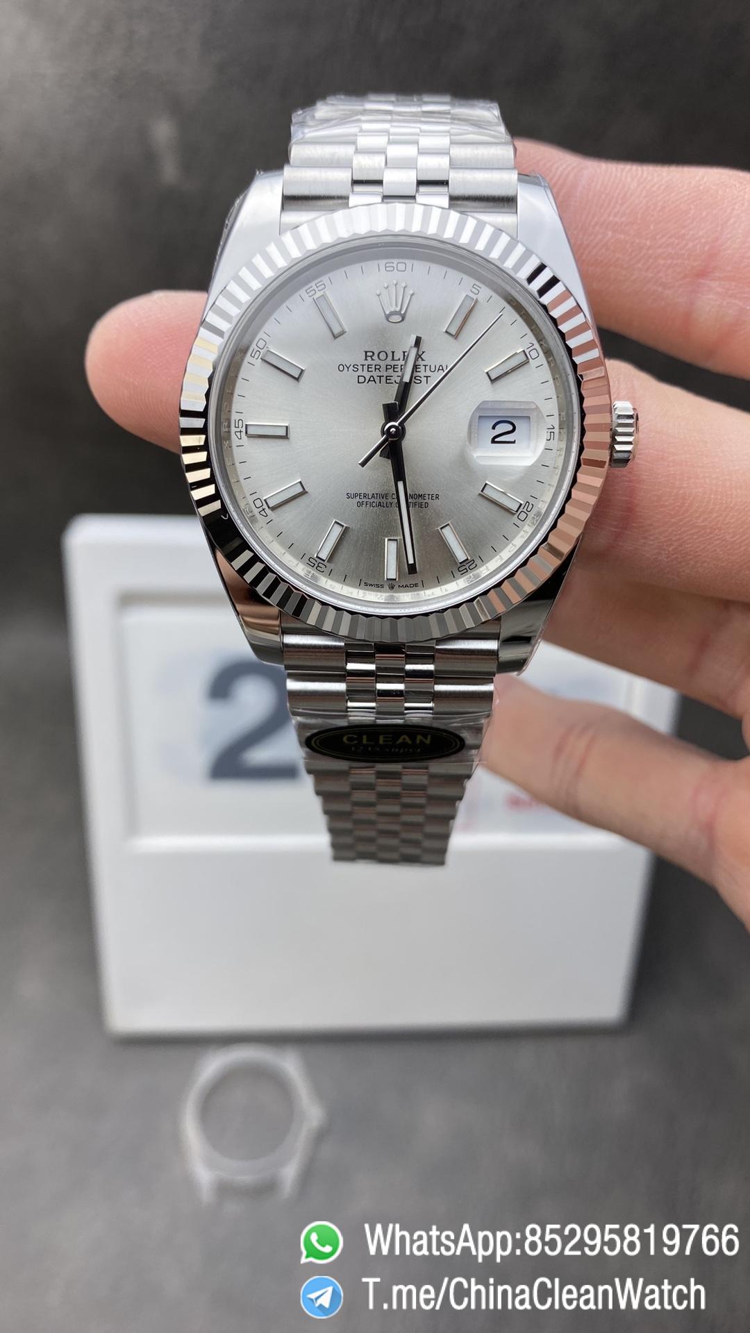 Clean Factory DateJust 41 126334 Super Clone Quality 904L Steel Silver Stick Dial on Jubilee Bracelet VR3235 Movement Clean Factory DateJust 41 126334 Super Clone Quality 904L Steel Silver Stick Dial on Jubilee Bracelet VR3235 Movement