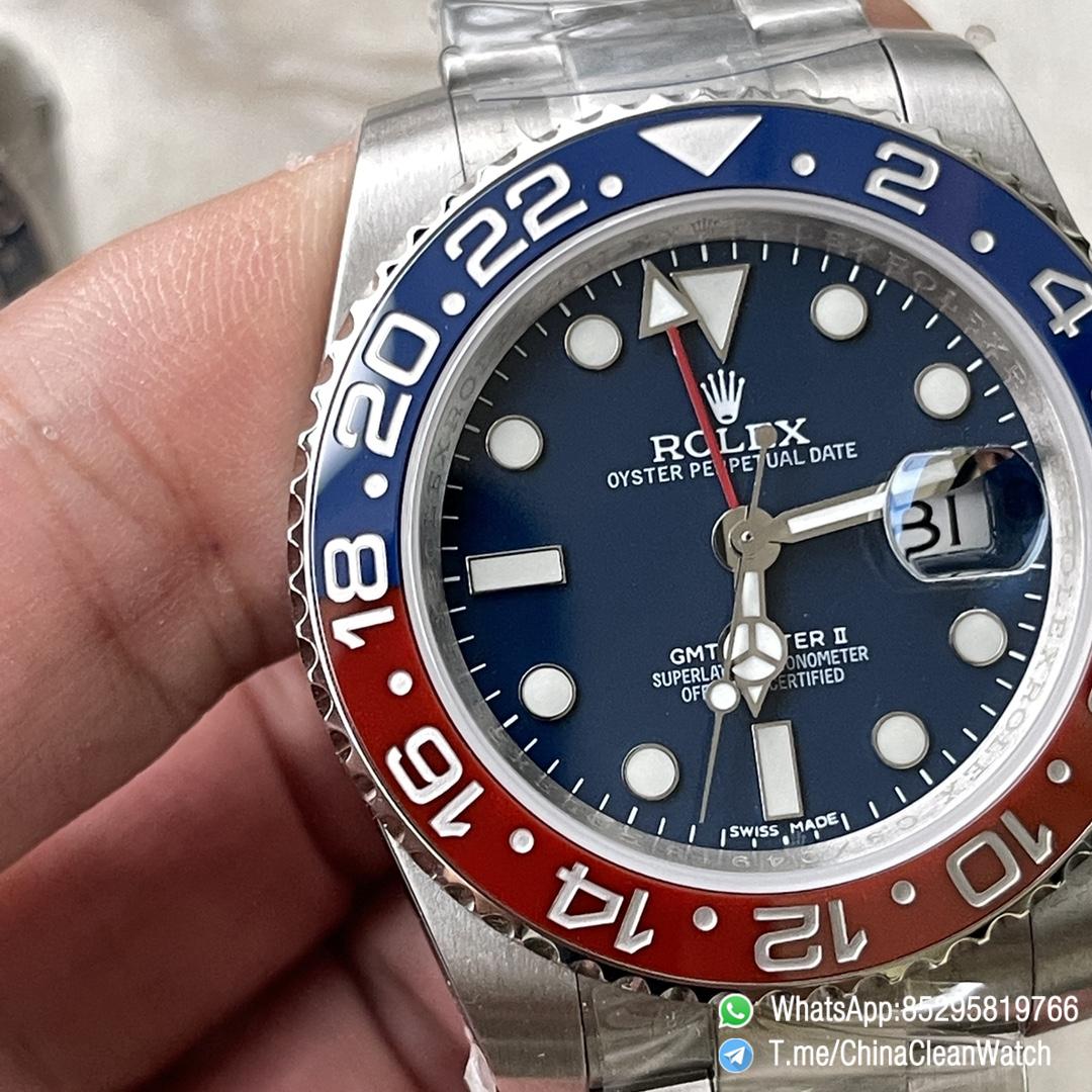 Clean Factory Rolex CF GMT Master II 126719BLRO Midnight Blue Dial Red Blue Ceramic Bezel 904L Oystersteel Oyster Bracelet SA3285 Movement 03