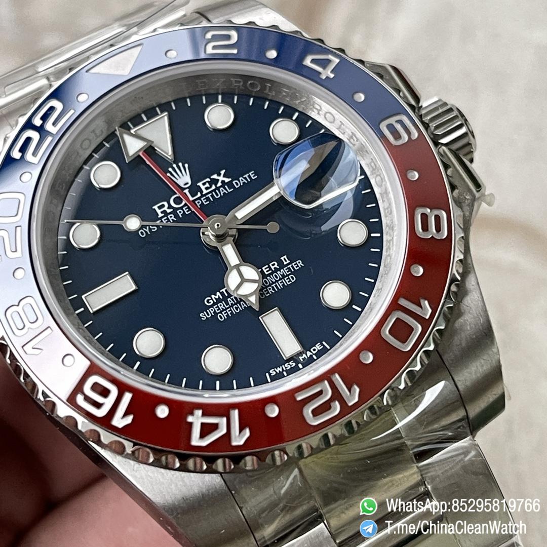 Clean Factory Rolex CF GMT Master II 126719BLRO Midnight Blue Dial Red Blue Ceramic Bezel 904L Oystersteel Oyster Bracelet SA3285 Movement 04