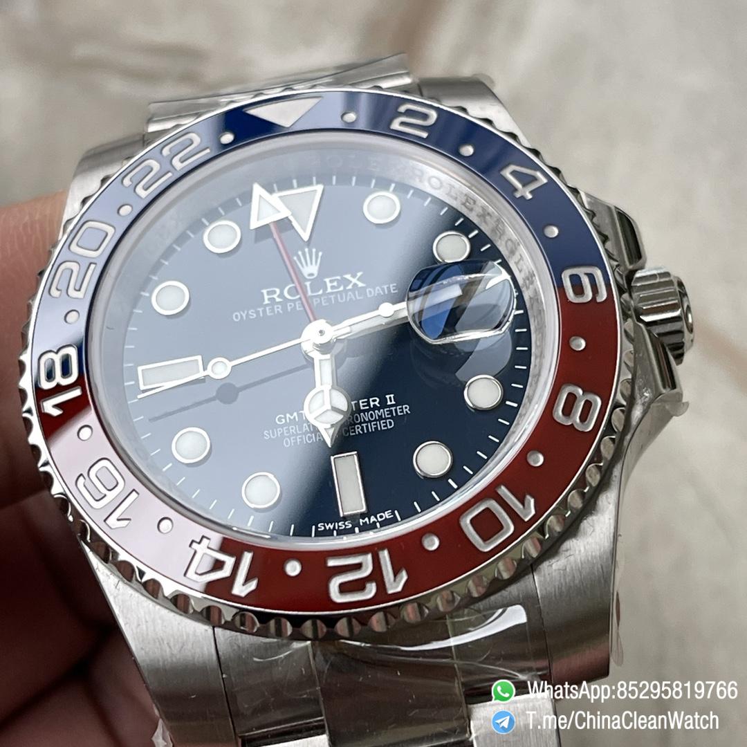 Clean Factory Rolex CF GMT Master II 126719BLRO Midnight Blue Dial Red Blue Ceramic Bezel 904L Oystersteel Oyster Bracelet SA3285 Movement 05