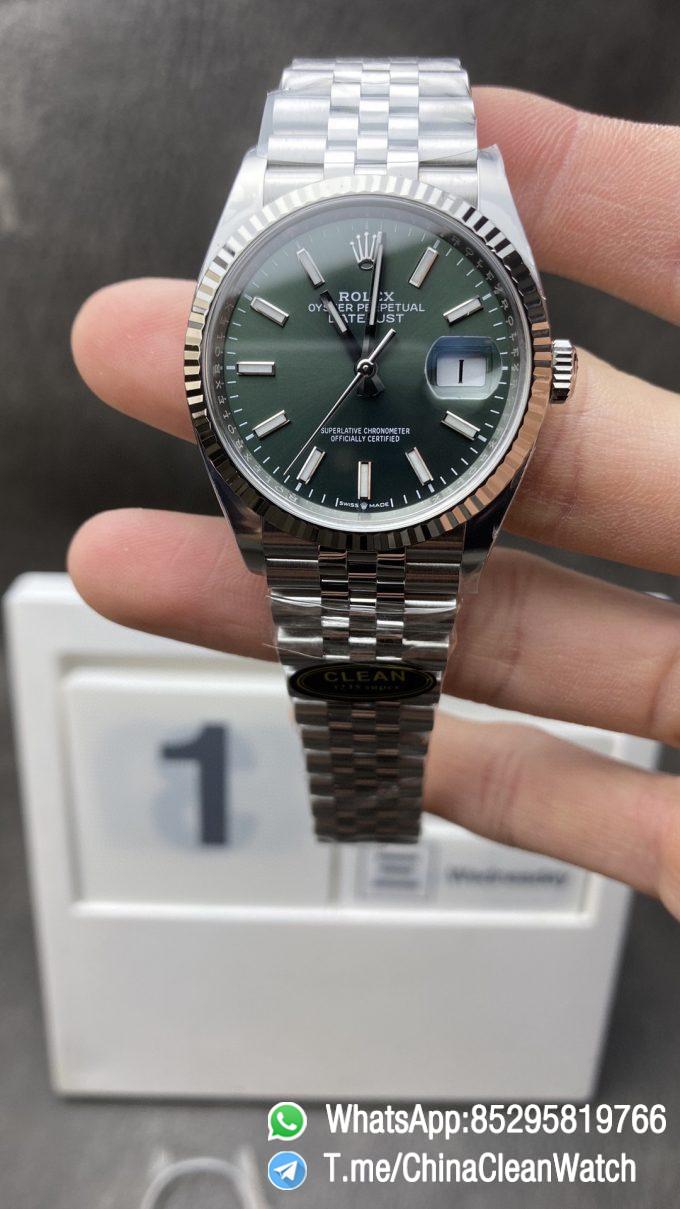Clean Factory Rolex Datejust 36 126234 Olive Green Dial 904L Steel Case Jubilee Bracelet 3235 Movement