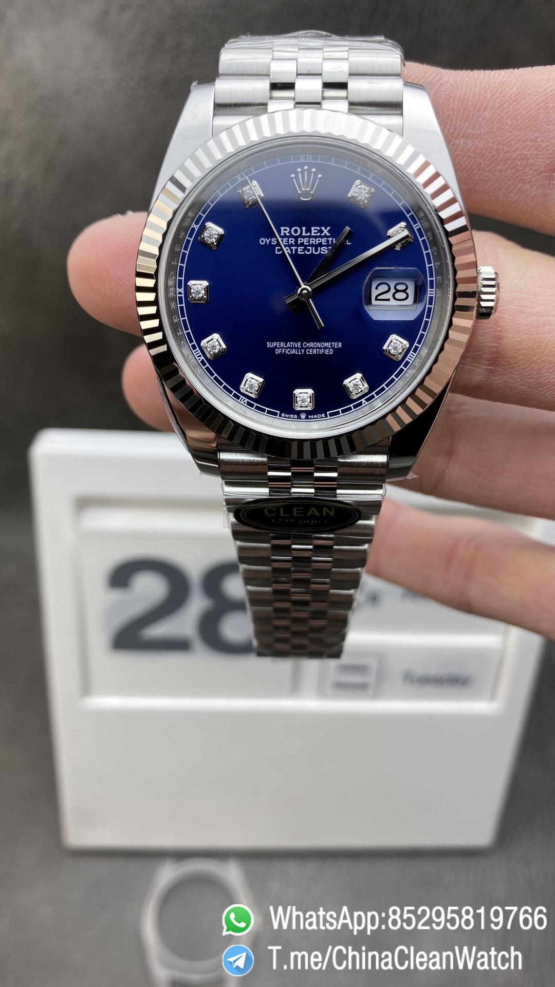 Clean Factory Watch CF Rolex DateJust 41mm 126334 904L Steel Blue Dial with Diamonds Markers on Jubilee Bracelet VR3235 Movement Clean Factory Watch CF Rolex DateJust 41mm 126334 904L Steel Blue Dial with Diamonds Markers on Jubilee Bracelet VR3235 Movement