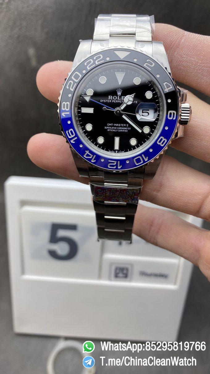 Clean Factory Watch Store Rolex Batman GMT Master II 126710BLNR Black Dial Blue Black Ceramic Bezel 904L Steel Oyster Bracelet SA3285 Movement