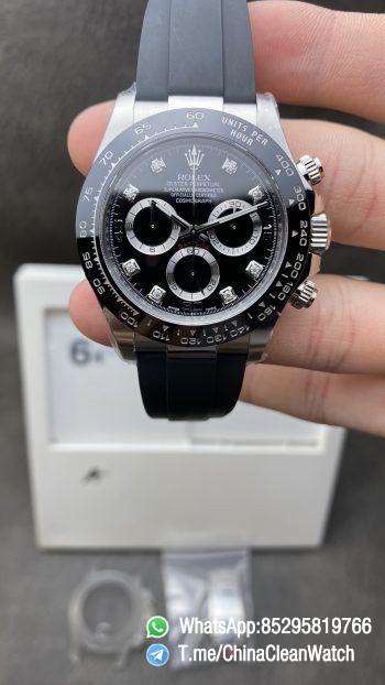 Clean Factory Daytoan 116519LN Black Diamond Set Dial Super Clone Swiss 4130 Movement Black Rubber Strap