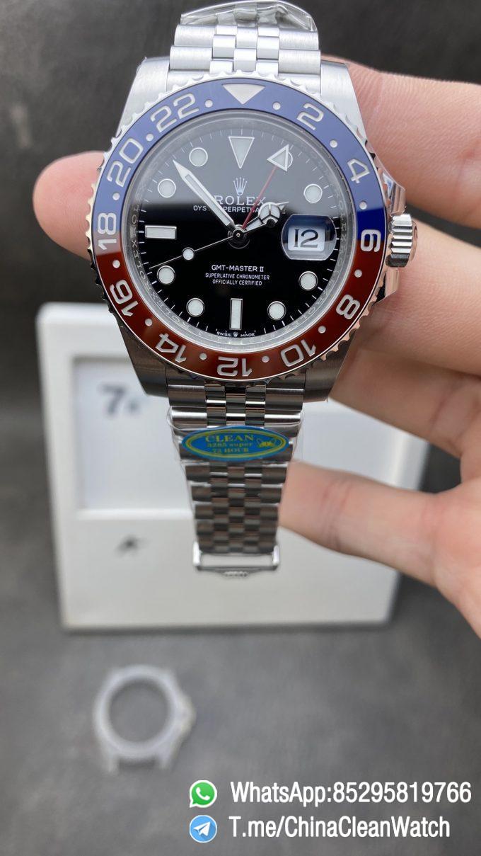 Clean Factory Rolex GMT Master II 126710BLRO Pepsi Blue Red Ceramic Bezel Black Dial 904L Steel Case Jubilee Bracelet DD3285 Caliber CHS