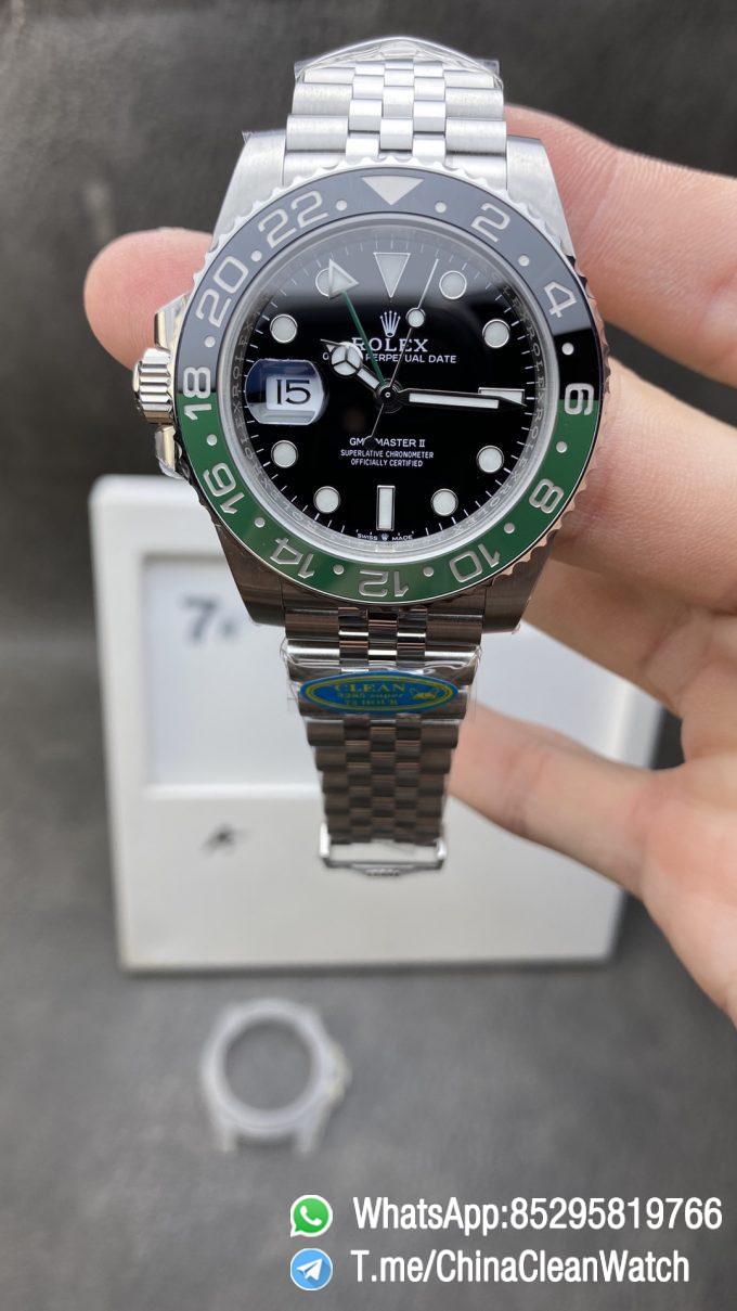 Clean Factory Rolex GMT Master II 126720VTNR Sprite Black Green Ceramic Beze Black Dial DD3285 Movement 904L Case Jubilee Bracelet CHS