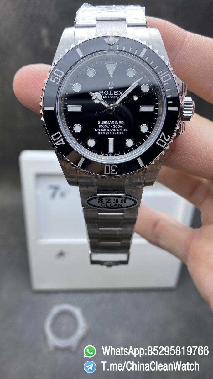 Clean Factory Submariner No Date 124060 41mm Black Dial 904L Steel CF Rolex Sub No Date Super Clone 3230 Movement