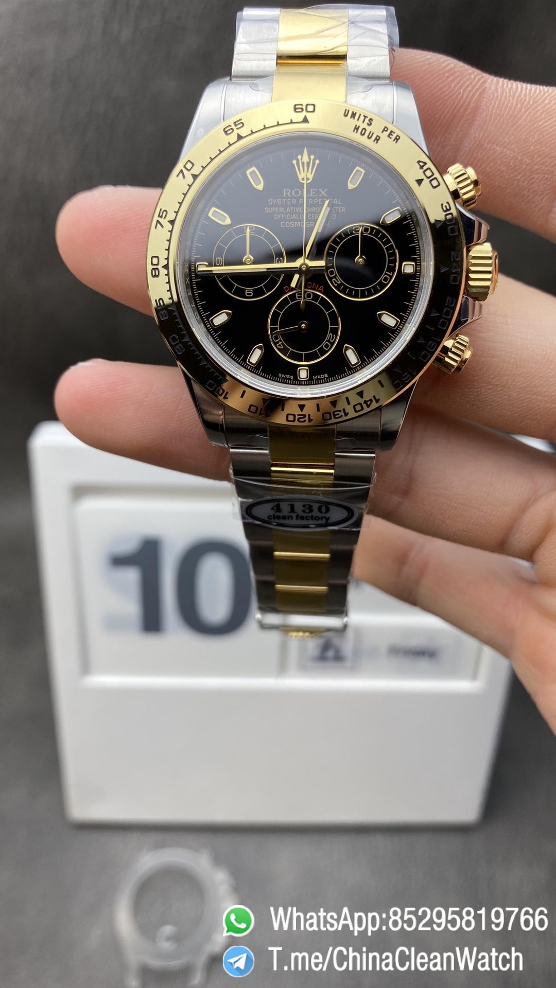 Clean Factory Watches Rolex Daytona 116503 Plate 18K Yellow Gold Case Black Dial on Gold Steel Two Tone Bracelet SA4130 Movement Clean Factory Watches Rolex Daytona 116503 Plate 18K Yellow Gold Case Black Dial on Gold Steel Two Tone Bracelet SA4130 Movement