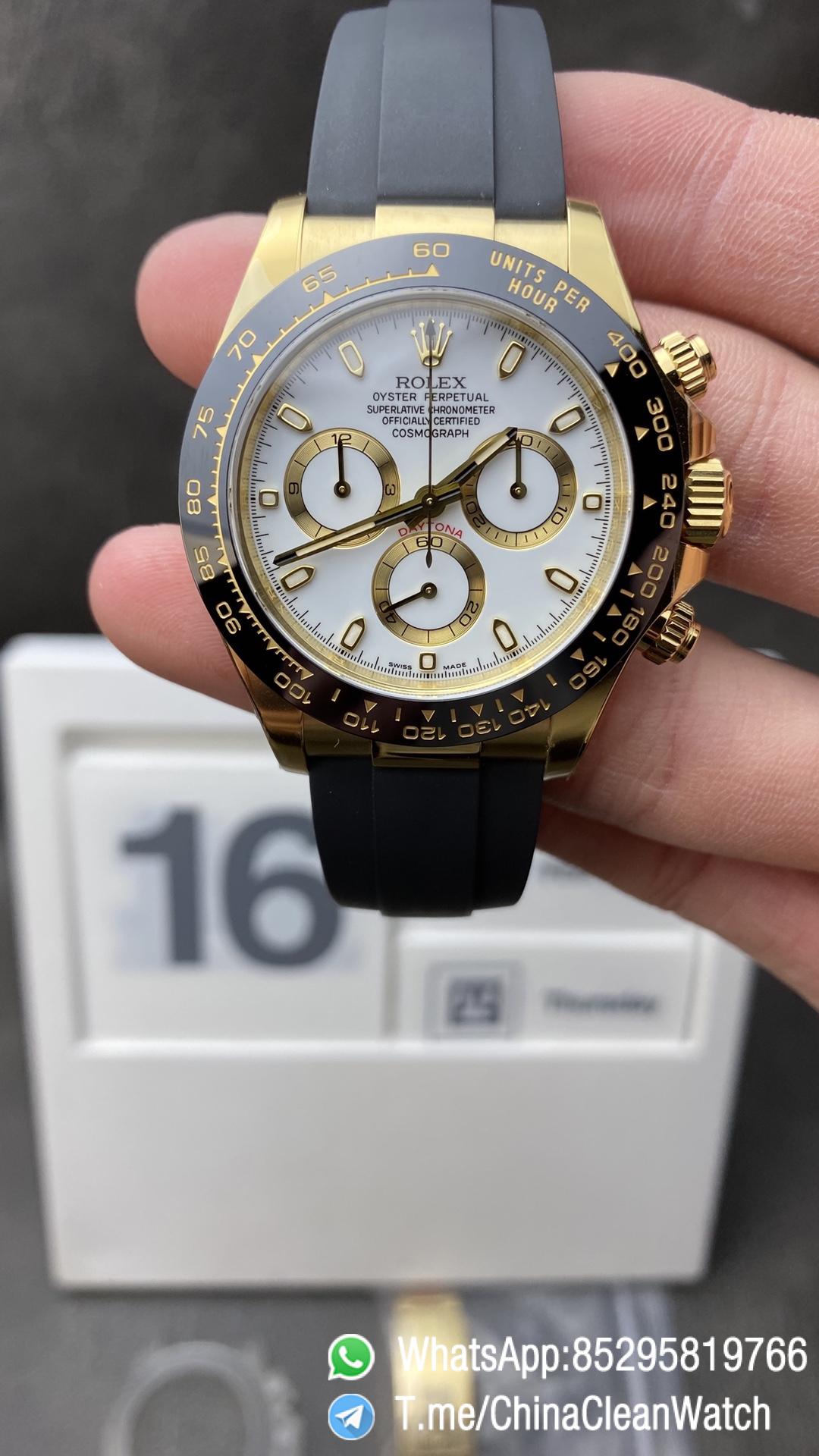 Clean Factory Watches Rolex Daytona 116518 Plated 18K Yellow Gold Case White Dial Oysterflex Rubber Strap SA4130 Movement Clean Factory Watches Rolex Daytona 116518 Plated 18K Yellow Gold Case White Dial Oysterflex Rubber Strap SA4130 Movement
