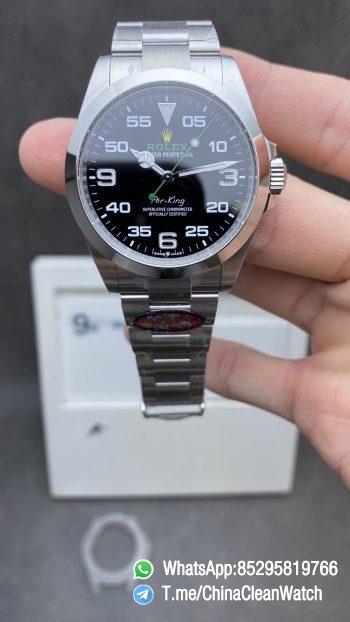 Clean Factory Watch Super Clone Rolex Air King 126900 Black Dial 904L Steel Case Bracelet VR3230 Movement