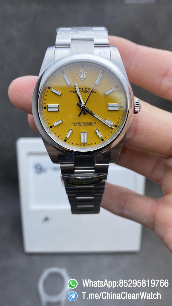 Clean Factory Watches Rolex Oyster Perpetual 124300 Yellow Dial 41mm 904L Steel Case Bracelet VR3230 Movement