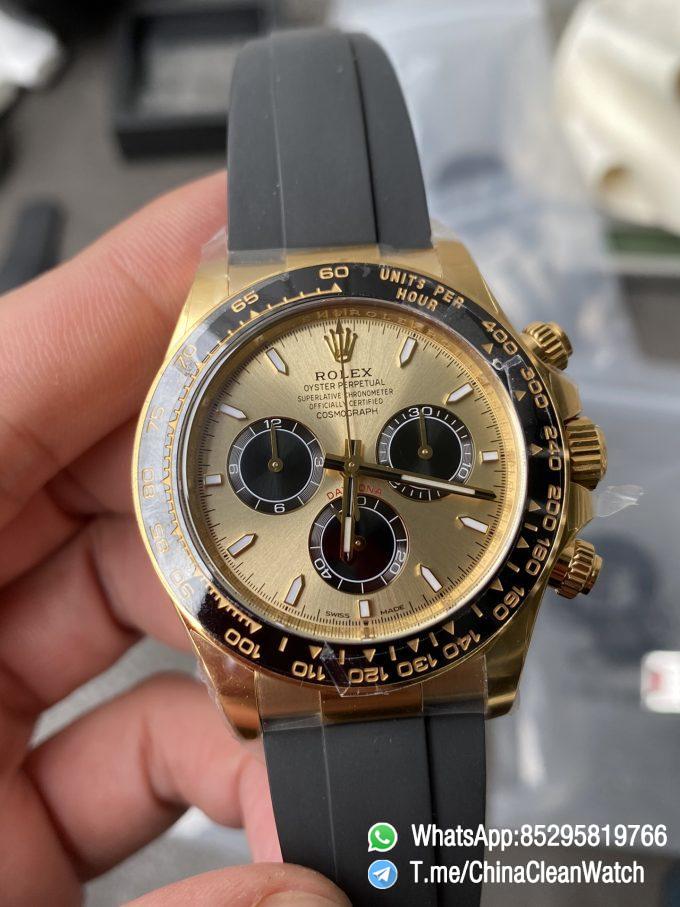 Clean Factory Watch Rolex Daytoan 126518 Yellow Gold Dial Black Ceramic Bezel Oysterflex Strap SH4131 Movement 002