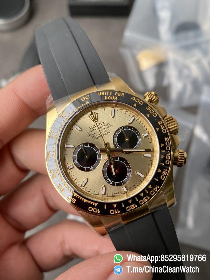 Clean Factory Watch Rolex Daytoan 126518 Yellow Gold Dial Black Ceramic Bezel Oysterflex Strap SH4131 Movement 003