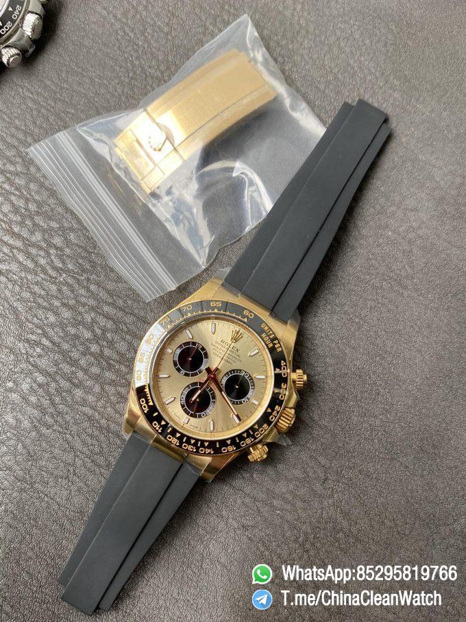 Clean Factory Watch Rolex Daytoan 126518 Yellow Gold Dial Black Ceramic Bezel Oysterflex Strap SH4131 Movement 008