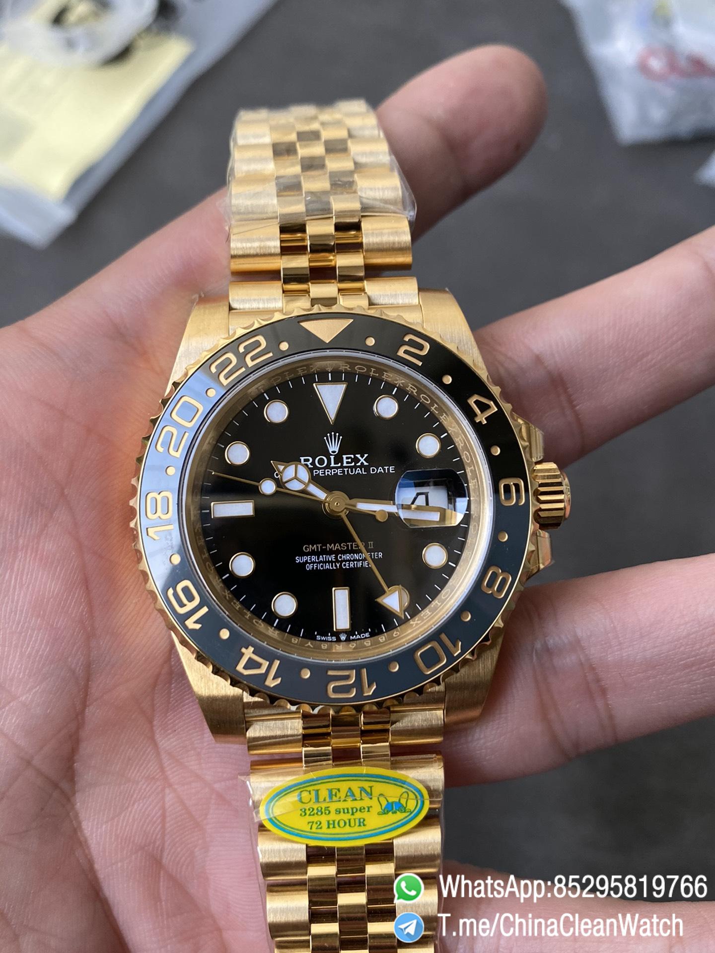 CF Rolex Clean Factory GMT Master II 126718GRNR Full Yellow Gold Black Grey Bezel Black Dial Jubilee Bracelet DD3285 Movement 02 CF Rolex Clean Factory GMT Master II 126718GRNR Full Yellow Gold Black Grey Bezel Black Dial Jubilee Bracelet DD3285 Movement 02