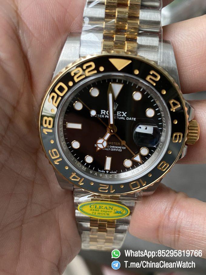Clean Factory GMT Master II 126713GRNR Oystersteel and Yellow Gold Black and Grey Bezel Black Dial Jubilee Bracelet DD3285 Movement 03