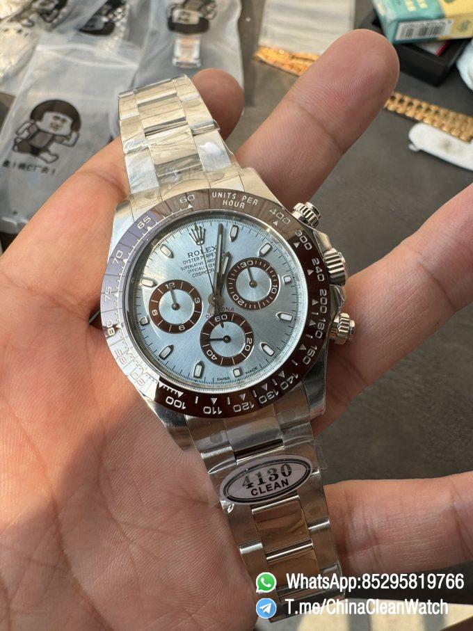 Clean Factory Watch Rolex Daytona 116506 Ice Blue Dial Stick Markers 904L Steel Case Bracelet DD4130 Movement 01