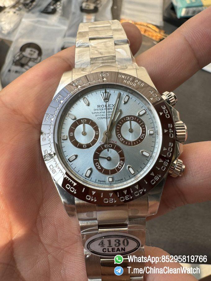 Clean Factory Watch Rolex Daytona 116506 Ice Blue Dial Stick Markers 904L Steel Case Bracelet DD4130 Movement 02