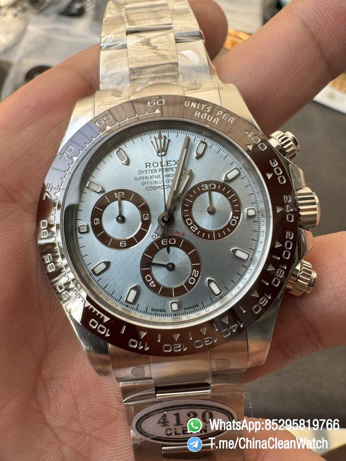 Clean Factory Watch Rolex Daytona 116506 Ice Blue Dial Stick Markers 904L Steel Case Bracelet DD4130 Movement 03