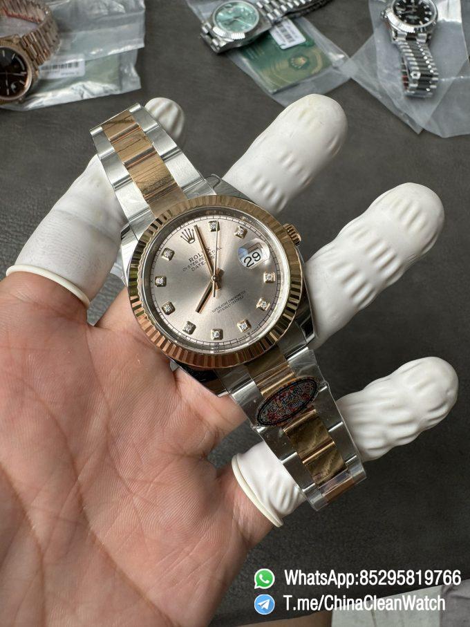 Clean Factory DateJust 41mm 126333 Champagne Dial with Diamond Markers Two Tone Bracelet VR3235 01
