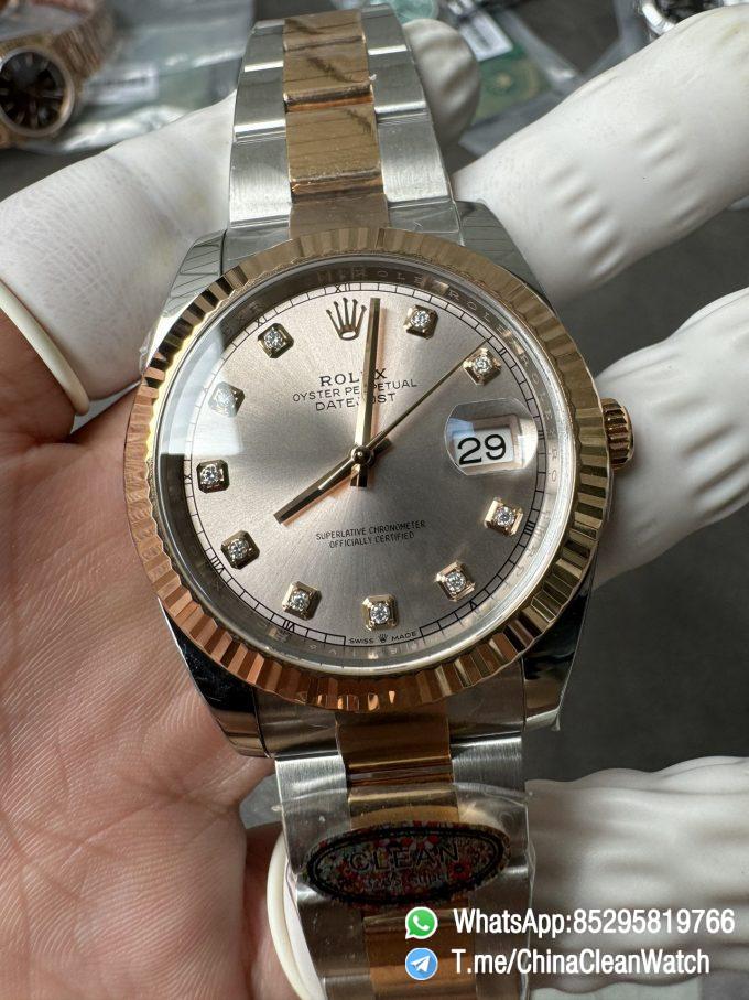 Clean Factory DateJust 41mm 126333 Champagne Dial with Diamond Markers Two Tone Bracelet VR3235 03
