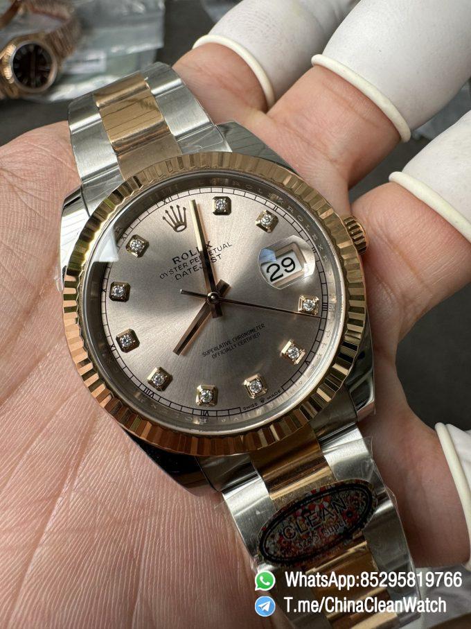 Clean Factory DateJust 41mm 126333 Champagne Dial with Diamond Markers Two Tone Bracelet VR3235 04