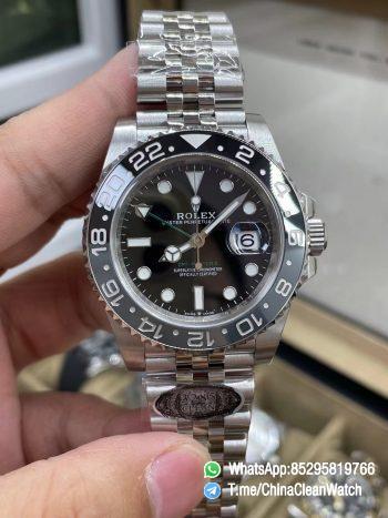Clean Factory GMT Master II 126710GRNR Black Gray Ceramic Bezel 904L Oystersteel Jubilee Strap DD3285 Movement 02