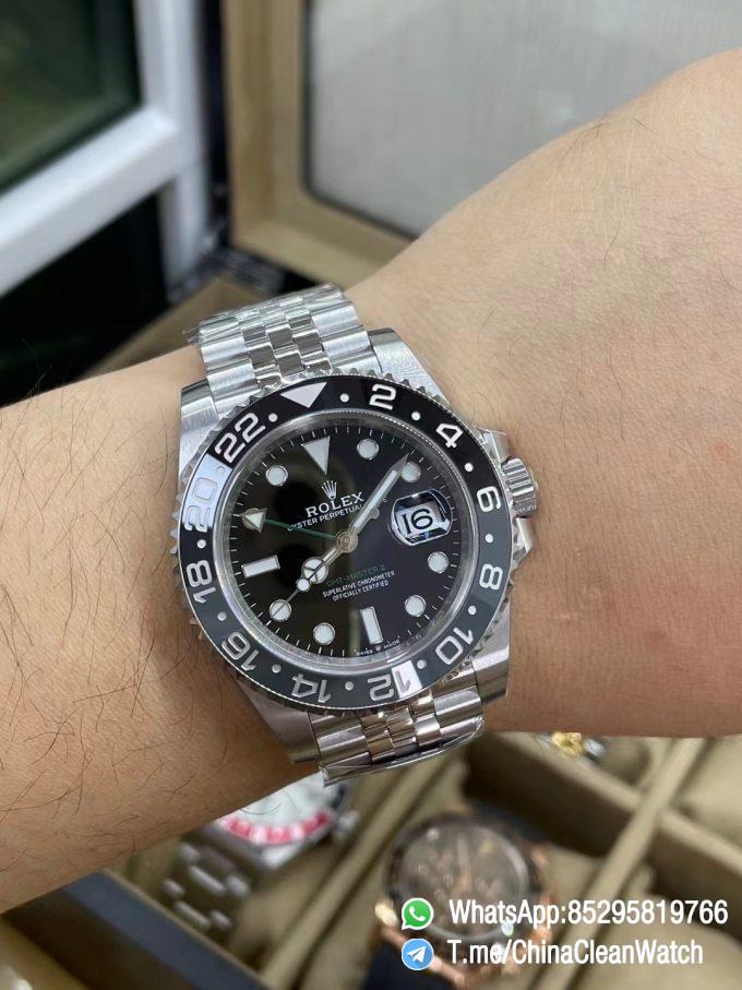 Clean Factory GMT Master II 126710GRNR Black Gray Ceramic Bezel 904L Oystersteel Jubilee Strap DD3285 Movement 09