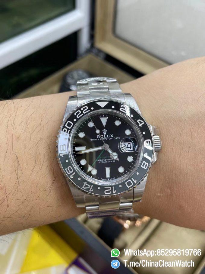 Clean Factory GMT Master II 126710GRNR Black Gray Ceramic Bezel 904L Oystersteel Oyster Strap DD3285 Movement 08