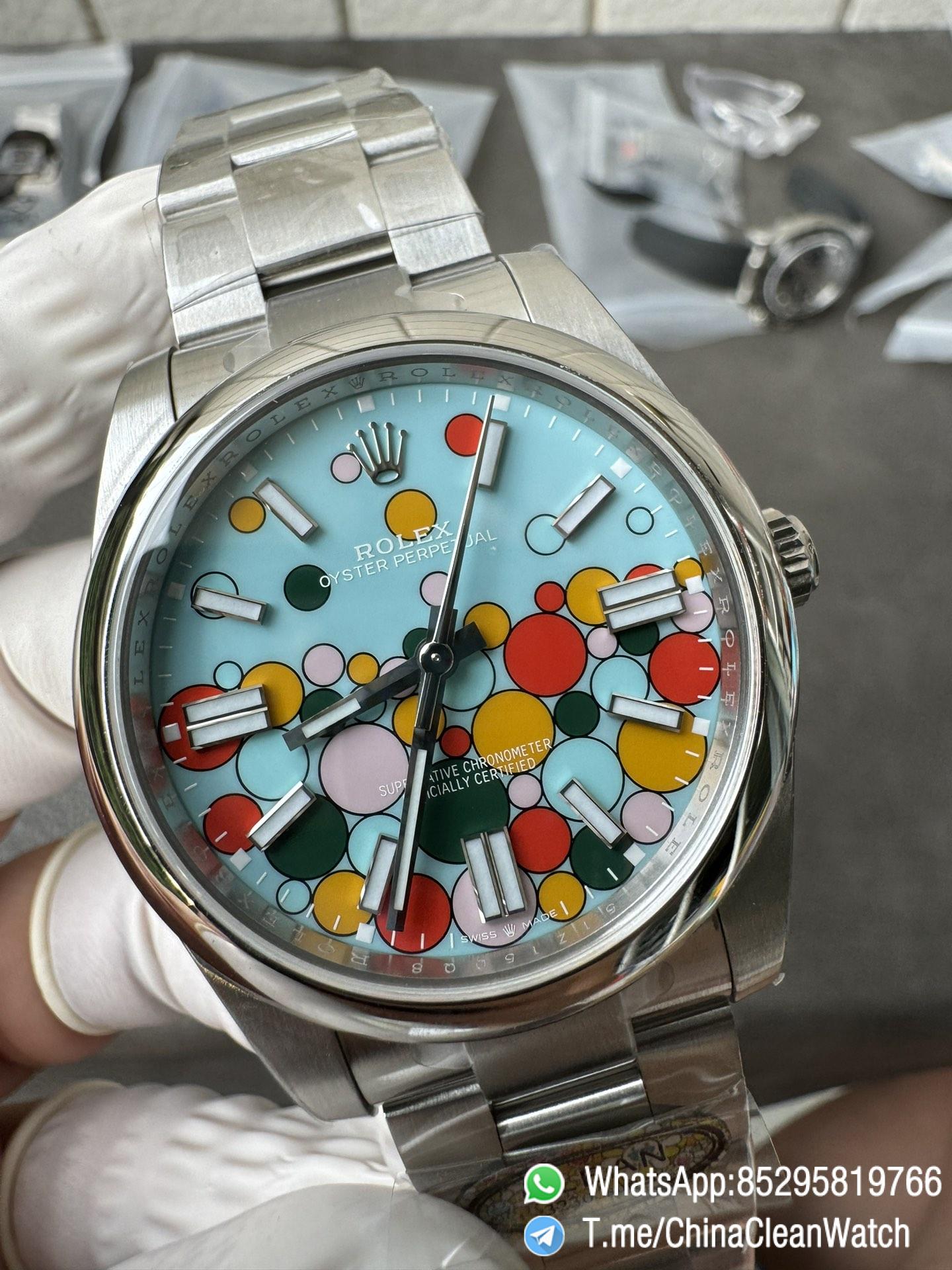 Clean Factory Oyster Perpetual 124300 CF OP Watch 41mm 904L Steel Celebration Dial VR3230 04 Clean Factory Oyster Perpetual 124300 CF OP Watch 41mm 904L Steel Celebration Dial VR3230 04