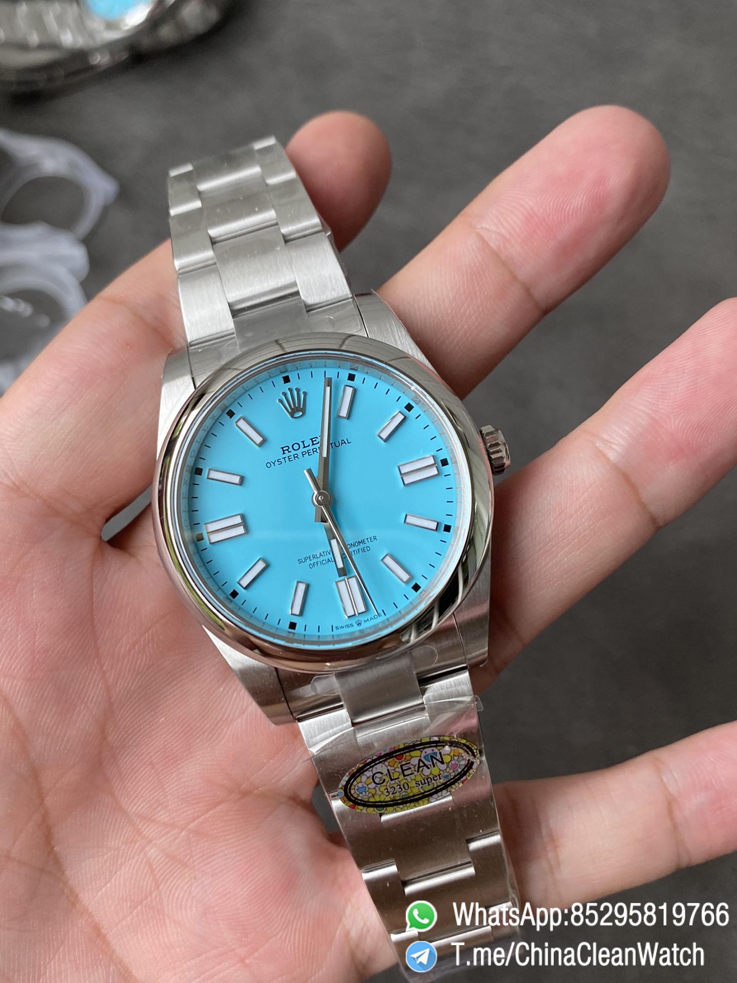Clean Factory Rolex Oyster Perpetual 124300 CF OP 41mm 904L Steel Tiffany Blue Dial VR3230 Movement 01 Clean Factory Rolex Oyster Perpetual 124300 CF OP 41mm 904L Steel Tiffany Blue Dial VR3230 Movement 01