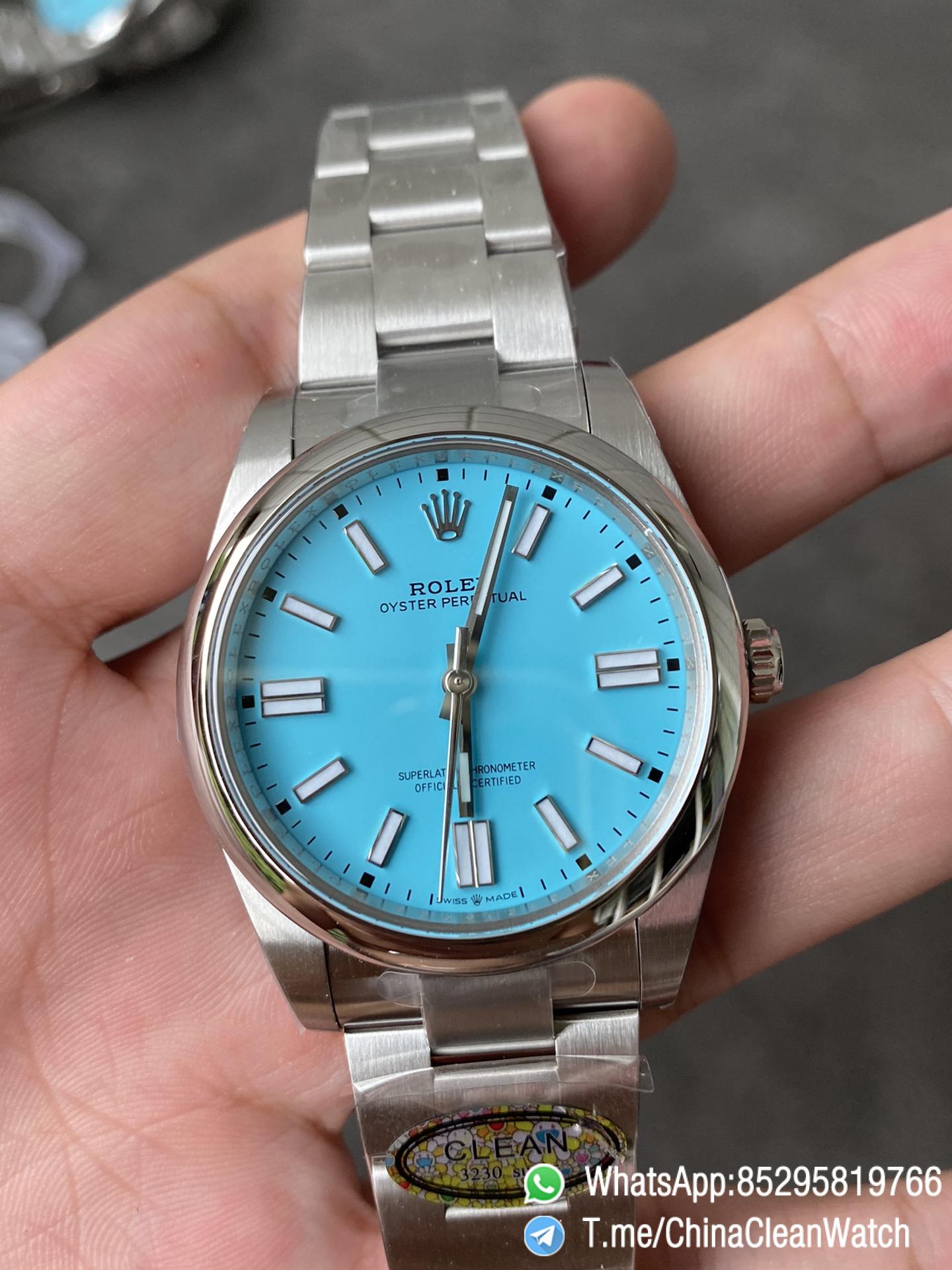 Clean Factory Rolex Oyster Perpetual 124300 CF OP 41mm 904L Steel Tiffany Blue Dial VR3230 Movement 02 Clean Factory Rolex Oyster Perpetual 124300 CF OP 41mm 904L Steel Tiffany Blue Dial VR3230 Movement 02