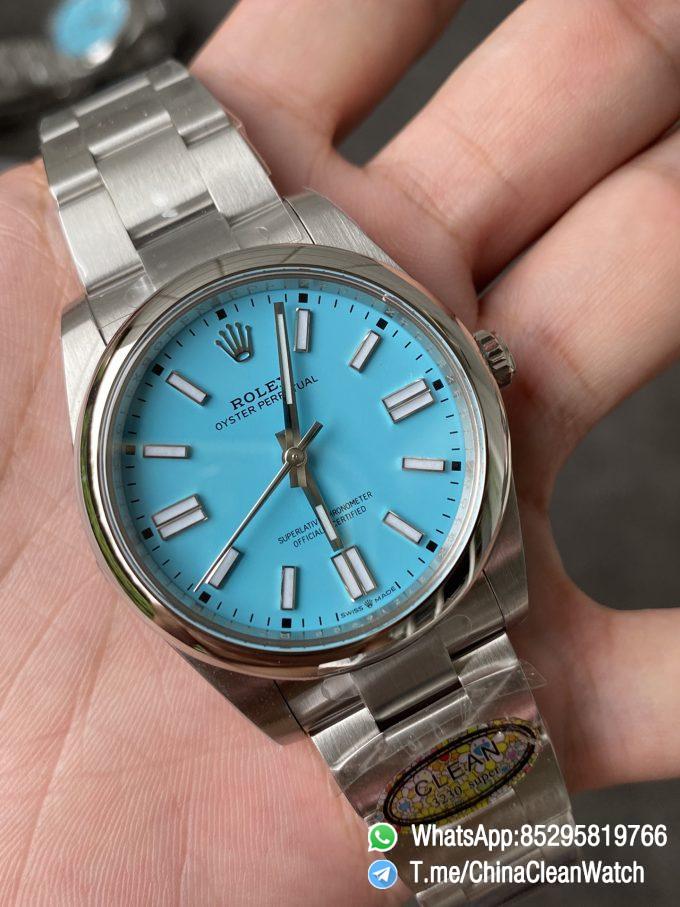 Clean Factory Rolex Oyster Perpetual 124300 CF OP 41mm 904L Steel Tiffany Blue Dial VR3230 Movement 03