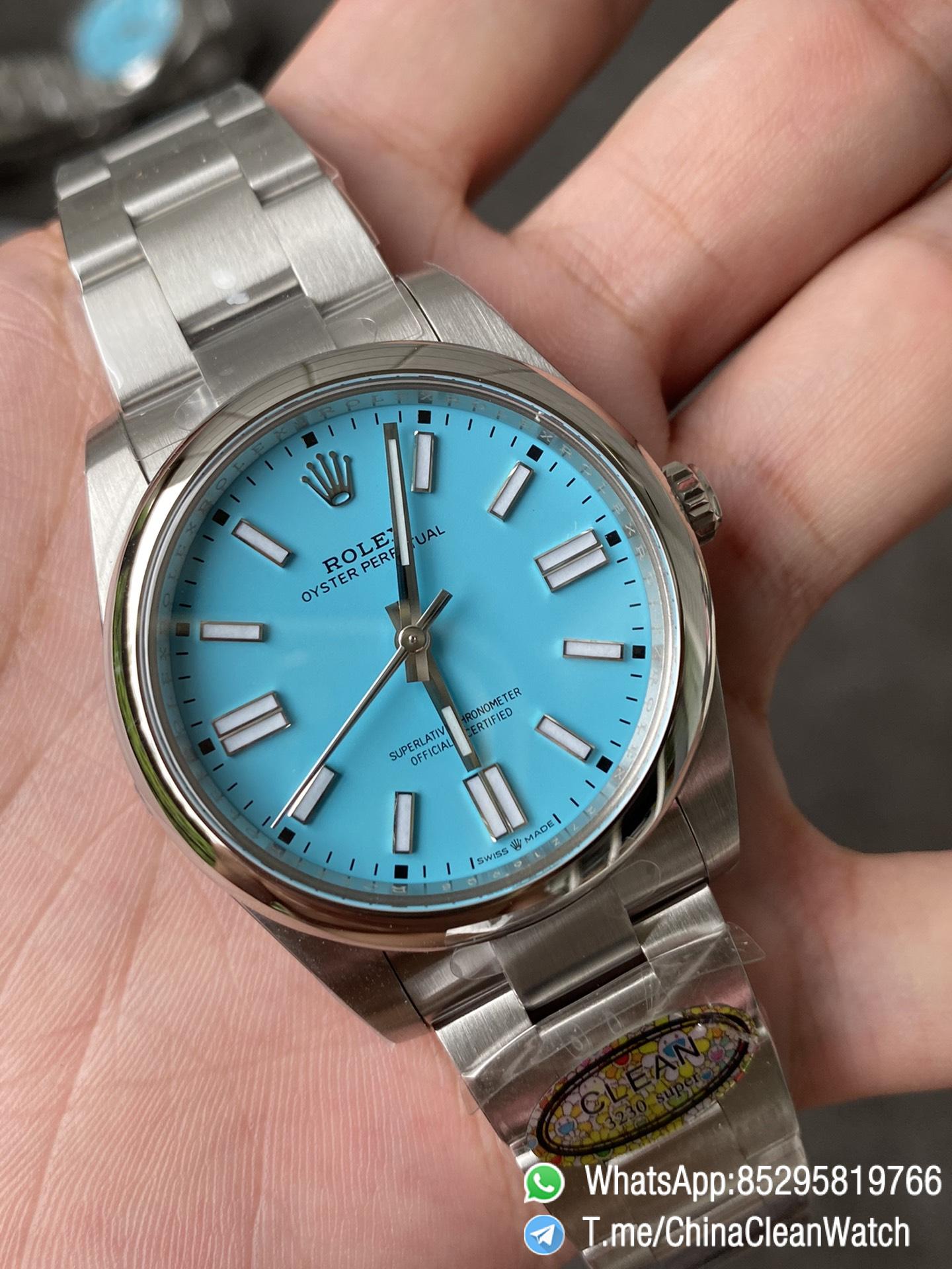 Clean Factory Rolex Oyster Perpetual 124300 CF OP 41mm 904L Steel Tiffany Blue Dial VR3230 Movement 03 Clean Factory Rolex Oyster Perpetual 124300 CF OP 41mm 904L Steel Tiffany Blue Dial VR3230 Movement 03