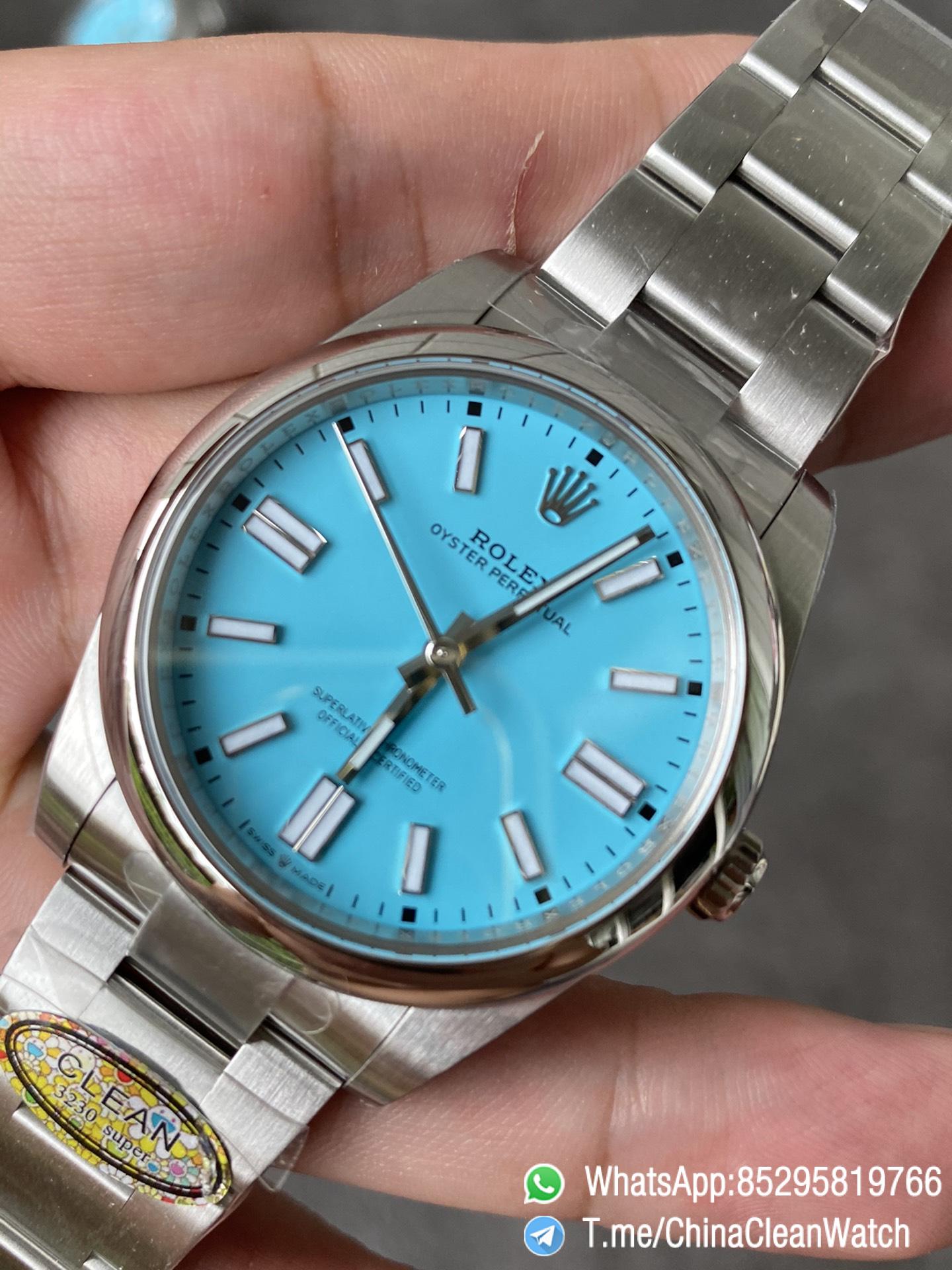 Clean Factory Rolex Oyster Perpetual 124300 CF OP 41mm 904L Steel Tiffany Blue Dial VR3230 Movement 04 Clean Factory Rolex Oyster Perpetual 124300 CF OP 41mm 904L Steel Tiffany Blue Dial VR3230 Movement 04