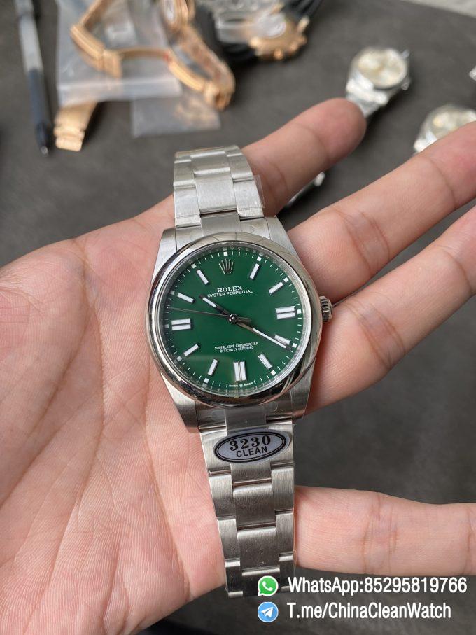 Clean Factory Rolex Oyster Perpetual 124300 CP OP 41mm Green Dial 904L Steel VR3230 Movement 01