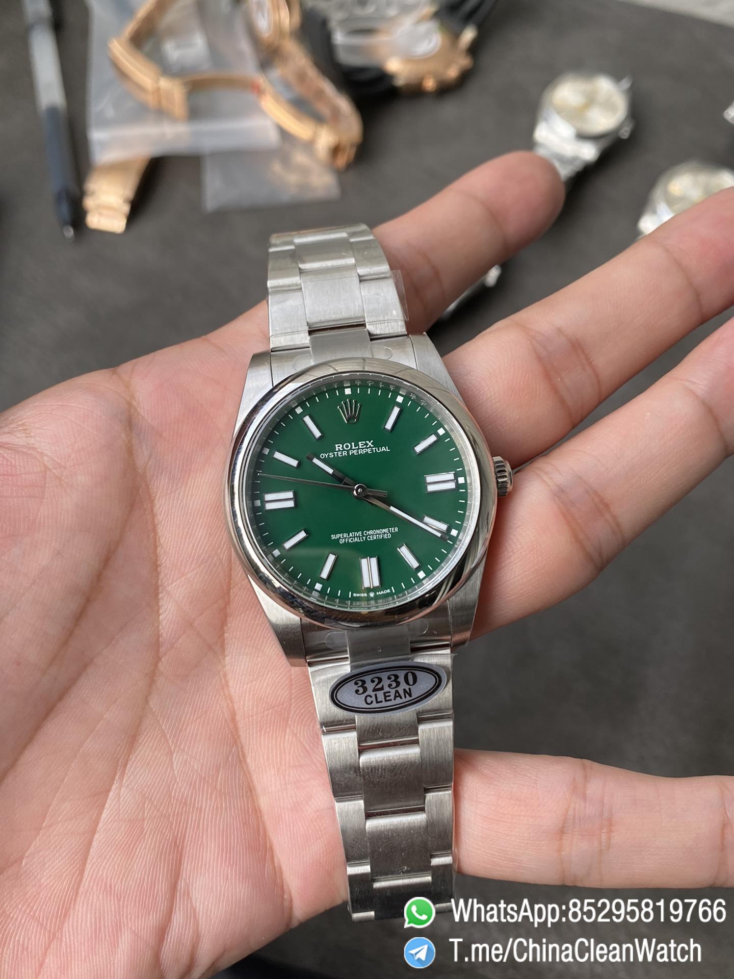 Clean Factory Rolex Oyster Perpetual 124300 CP OP 41mm Green Dial 904L Steel VR3230 Movement 01 Clean Factory Rolex Oyster Perpetual 124300 CP OP 41mm Green Dial 904L Steel VR3230 Movement 01