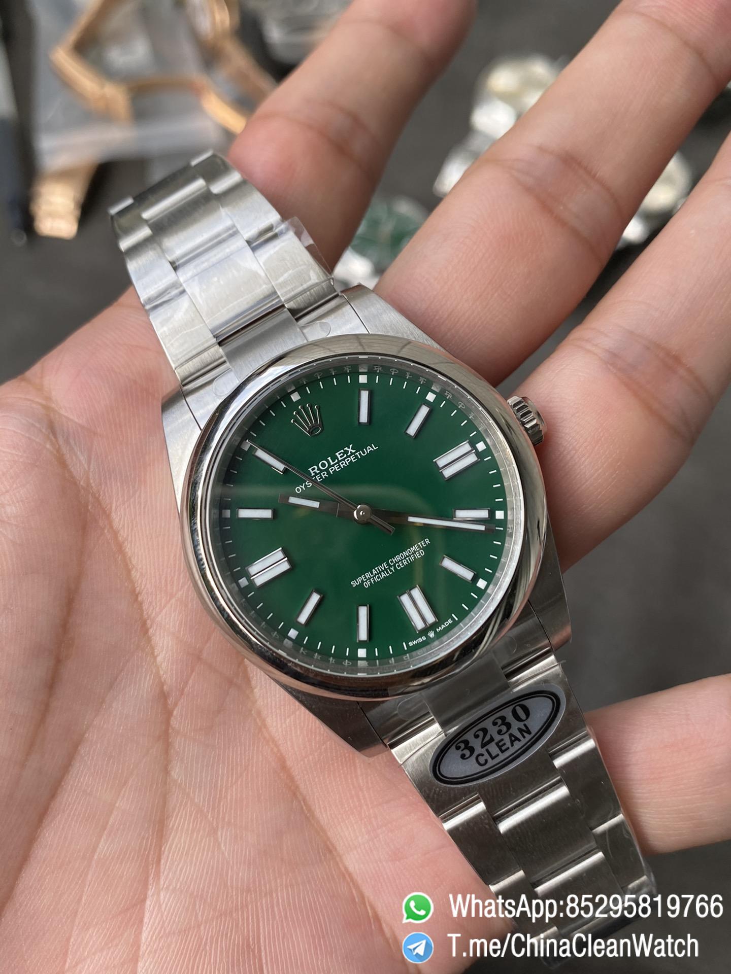 Clean Factory Rolex Oyster Perpetual 124300 CP OP 41mm Green Dial 904L Steel VR3230 Movement 03 Clean Factory Rolex Oyster Perpetual 124300 CP OP 41mm Green Dial 904L Steel VR3230 Movement 03