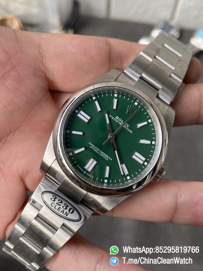 Clean Factory Rolex Oyster Perpetual 124300 CP OP 41mm Green Dial 904L Steel VR3230 Movement 04