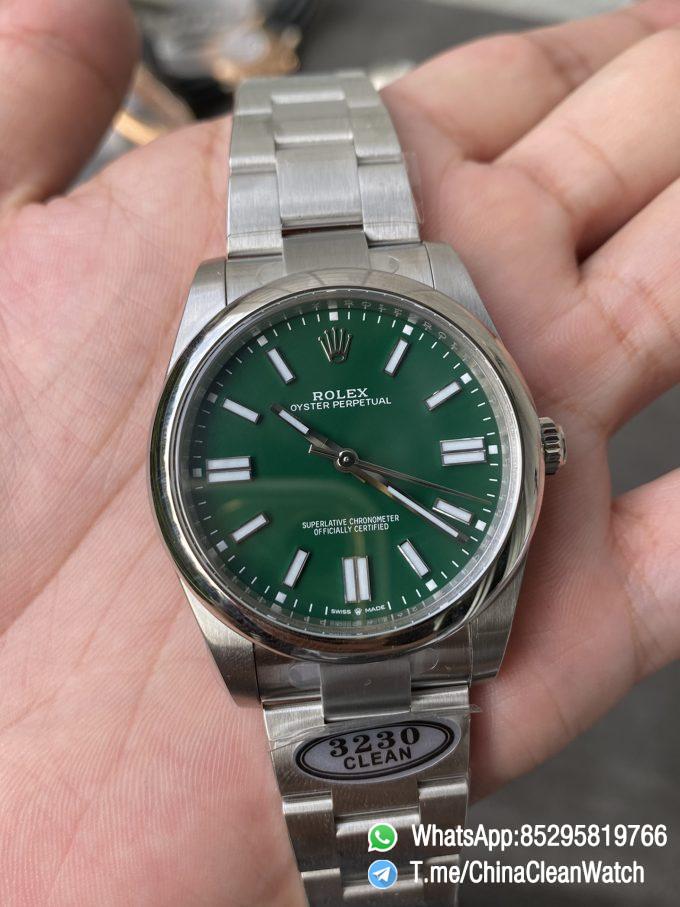 Clean Factory Rolex Oyster Perpetual 124300 CP OP 41mm Green Dial 904L Steel VR3230 Movement 05