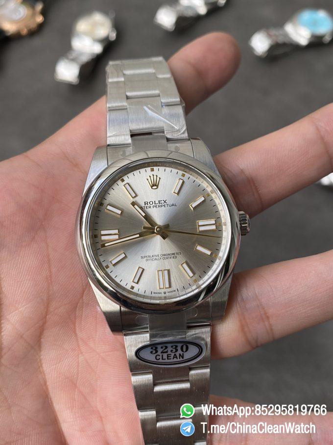Clean Factory Rolex Oyster Perpetual 124300 CP OP 41mm Silver Dial 904L Steel VR3230 Movement 01