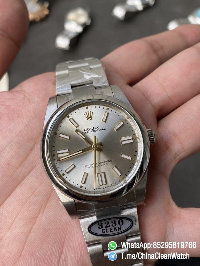 Clean Factory Rolex Oyster Perpetual 124300 CP OP 41mm Silver Dial 904L Steel VR3230 Movement 03