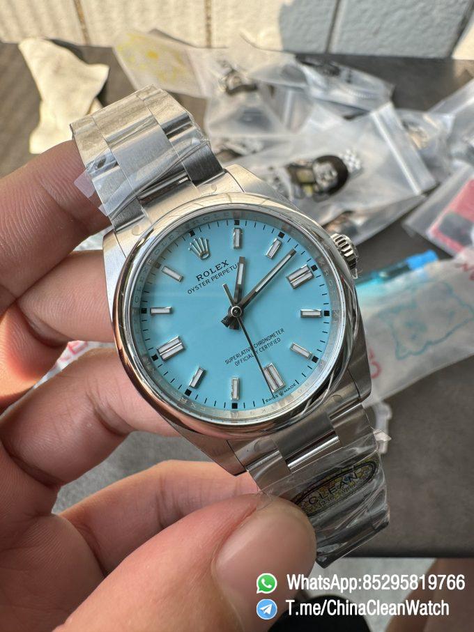 Clean Factory Rolex Oyster Perpetual 126000 36mm Tiffany Blue Dial 904L Steel VR3230 CF OP 03