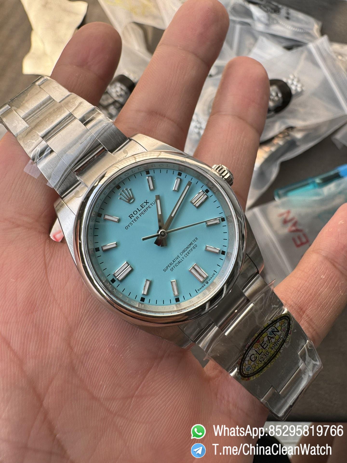 Clean Factory Rolex Oyster Perpetual 126000 36mm Tiffany Blue Dial 904L Steel VR3230 CF OP 04 Clean Factory Rolex Oyster Perpetual 126000 36mm Tiffany Blue Dial 904L Steel VR3230 CF OP 04