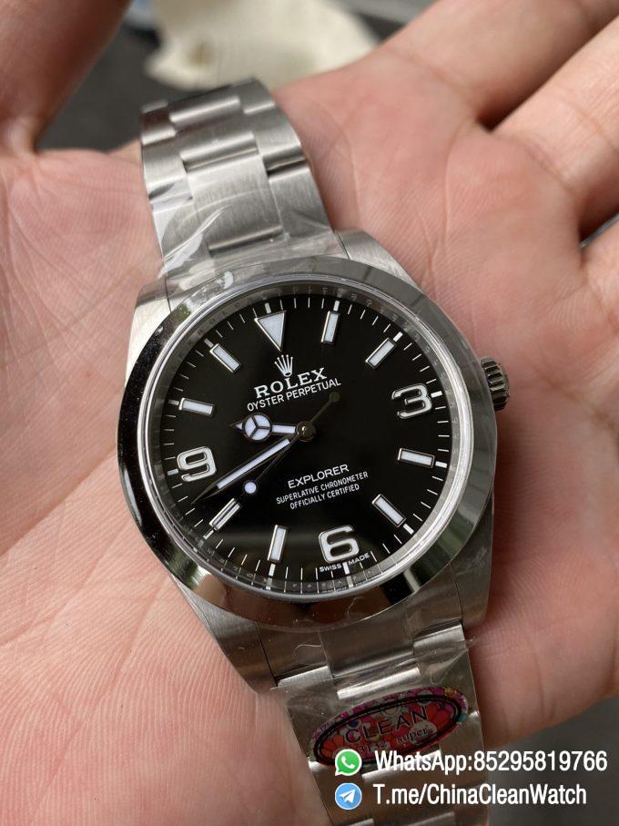 Clean Factory Watch Rolex Explorer 214270 39mm Black Dial 904L OysterSteel Case Oyster Bracelet VR3132 Movement 05